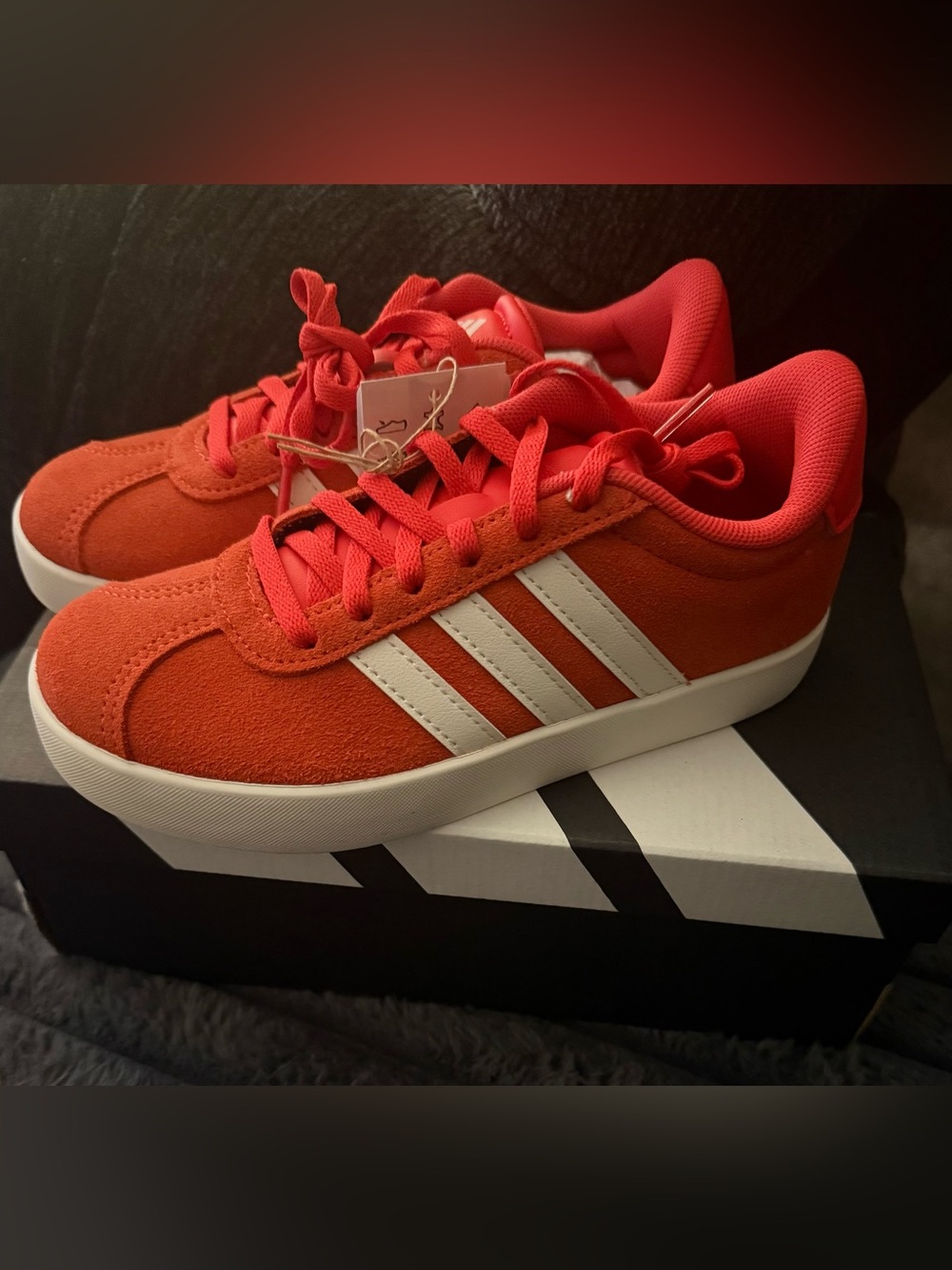 Adidas VL COURT 3.0 SHOES KIDS -White & Red -Size 1 (NWT)